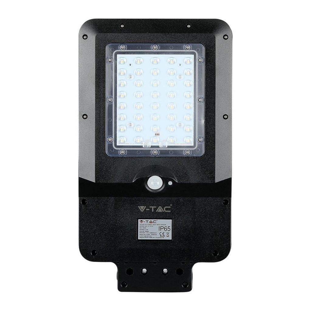 V-TAC Armatura Stradale LED SMD 15W con Pannello Solare e Batteria, Sensore Movimento Colore Nero 4000K IP65