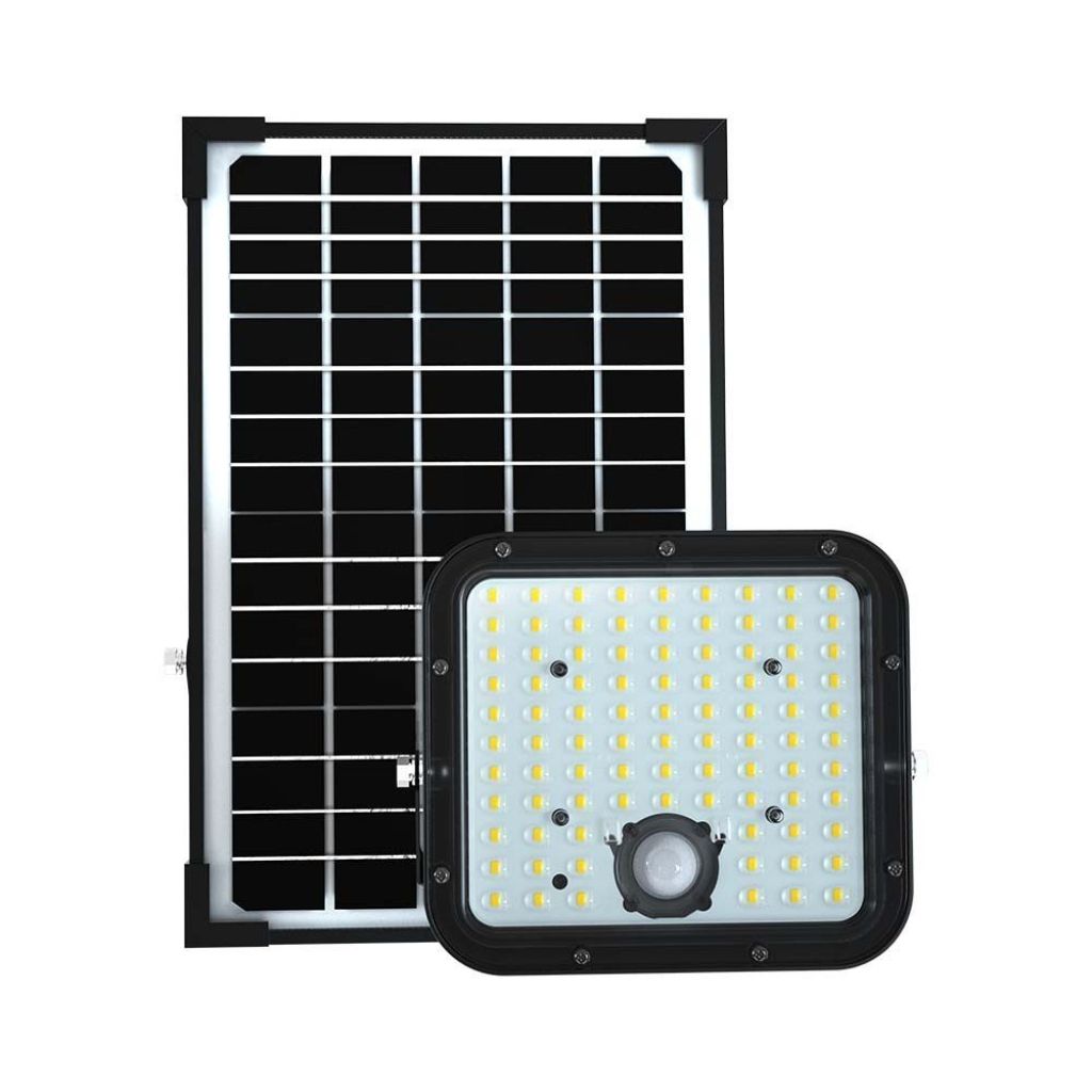 V-TAC Faro LED con Pannello Solare 30W Telecomando LiFePO4 Nero 6400K