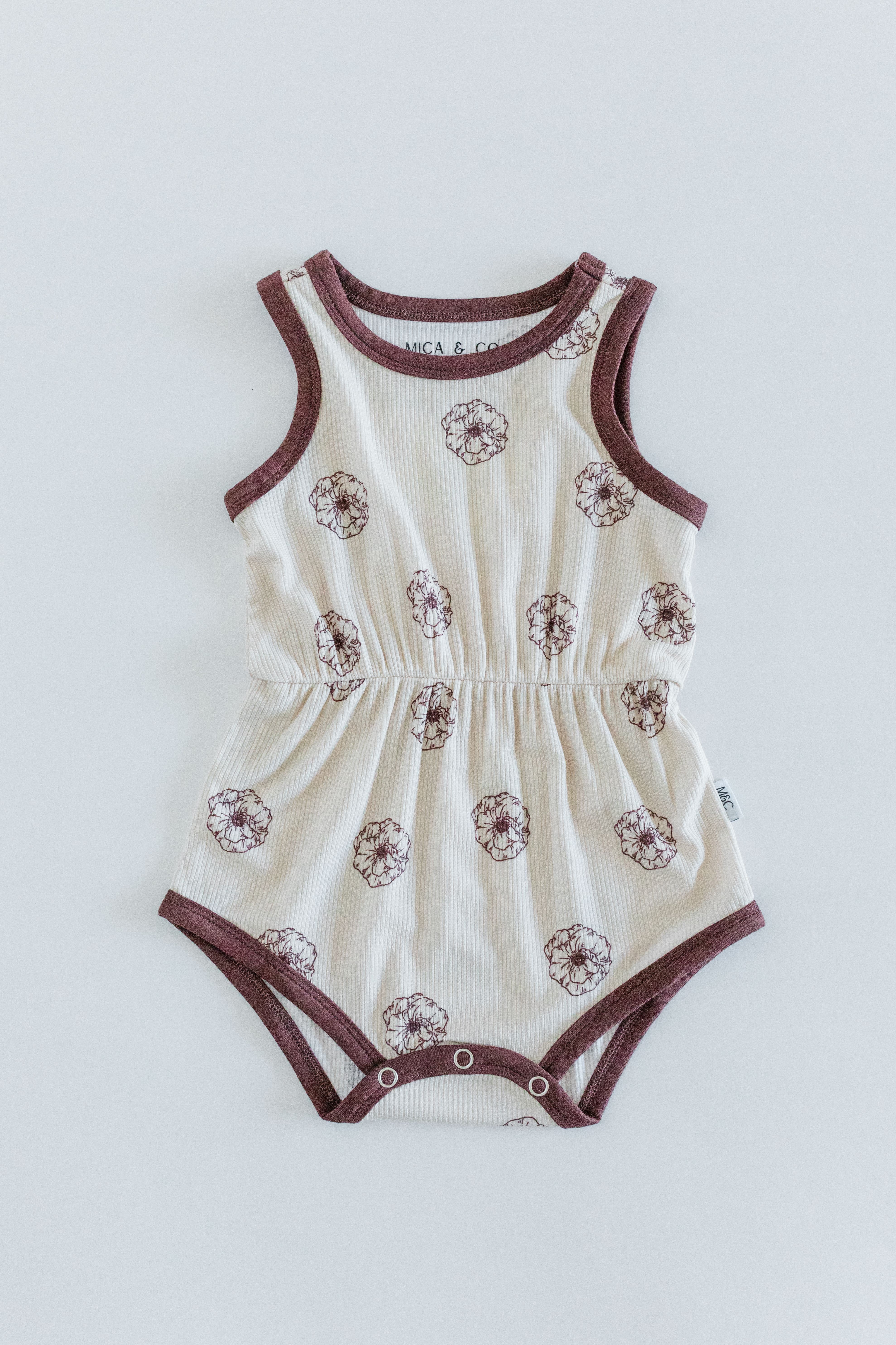 Mila Floral Ribbed Bamboo Bubble Romper