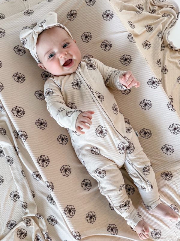 Mila Floral Ribbed Bamboo Zippy Pajamas