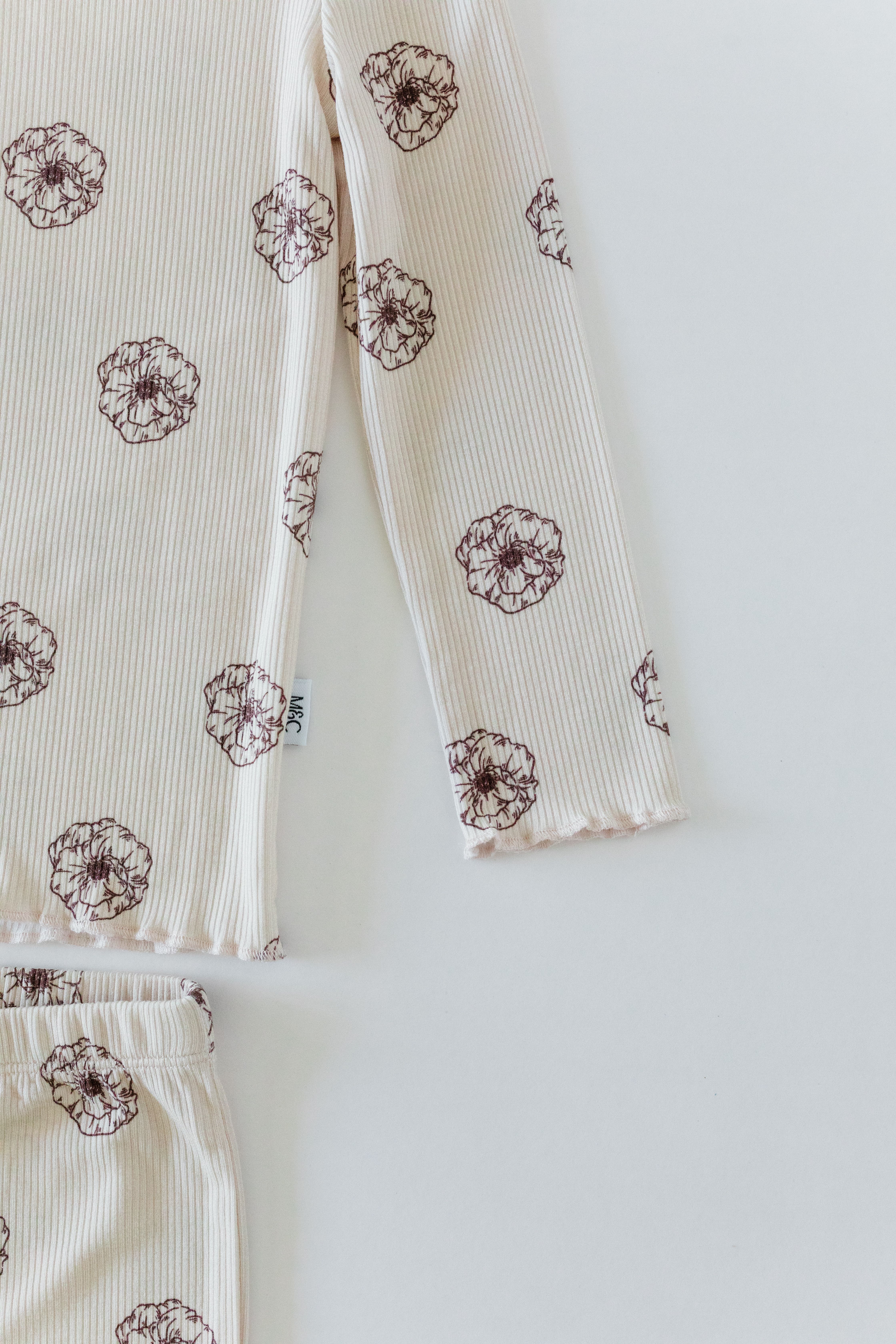 Mila Floral Ribbed Bamboo 2-Piece Pajamas