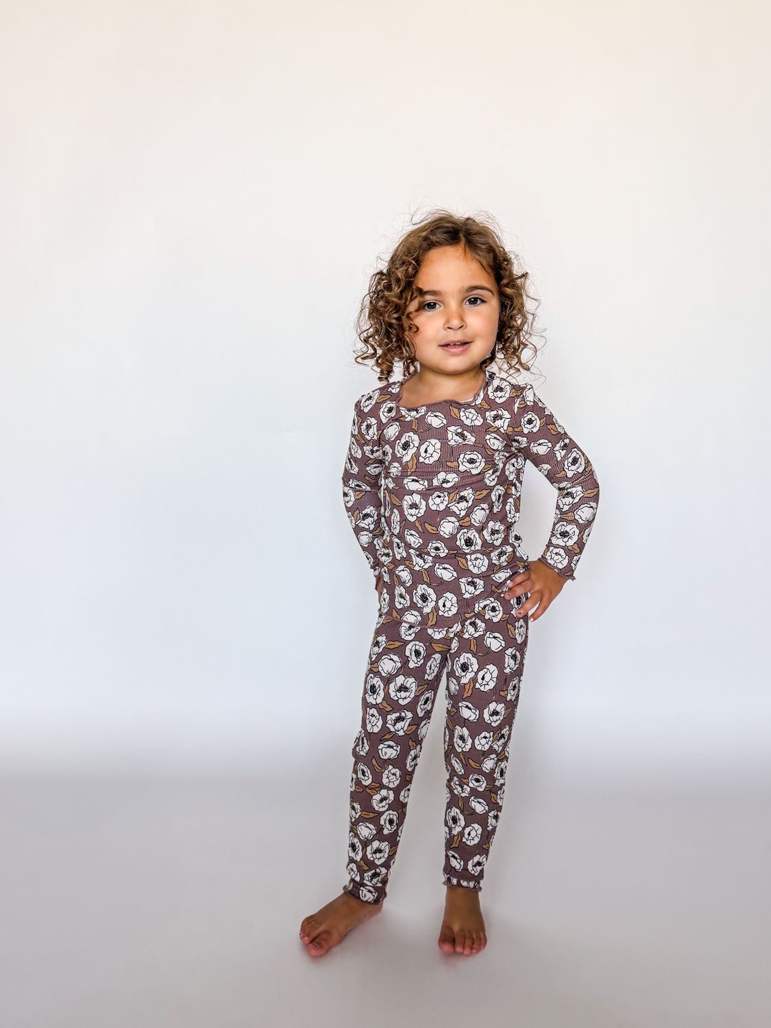 Gwen Floral Ribbed Bamboo 2-Piece Pajamas