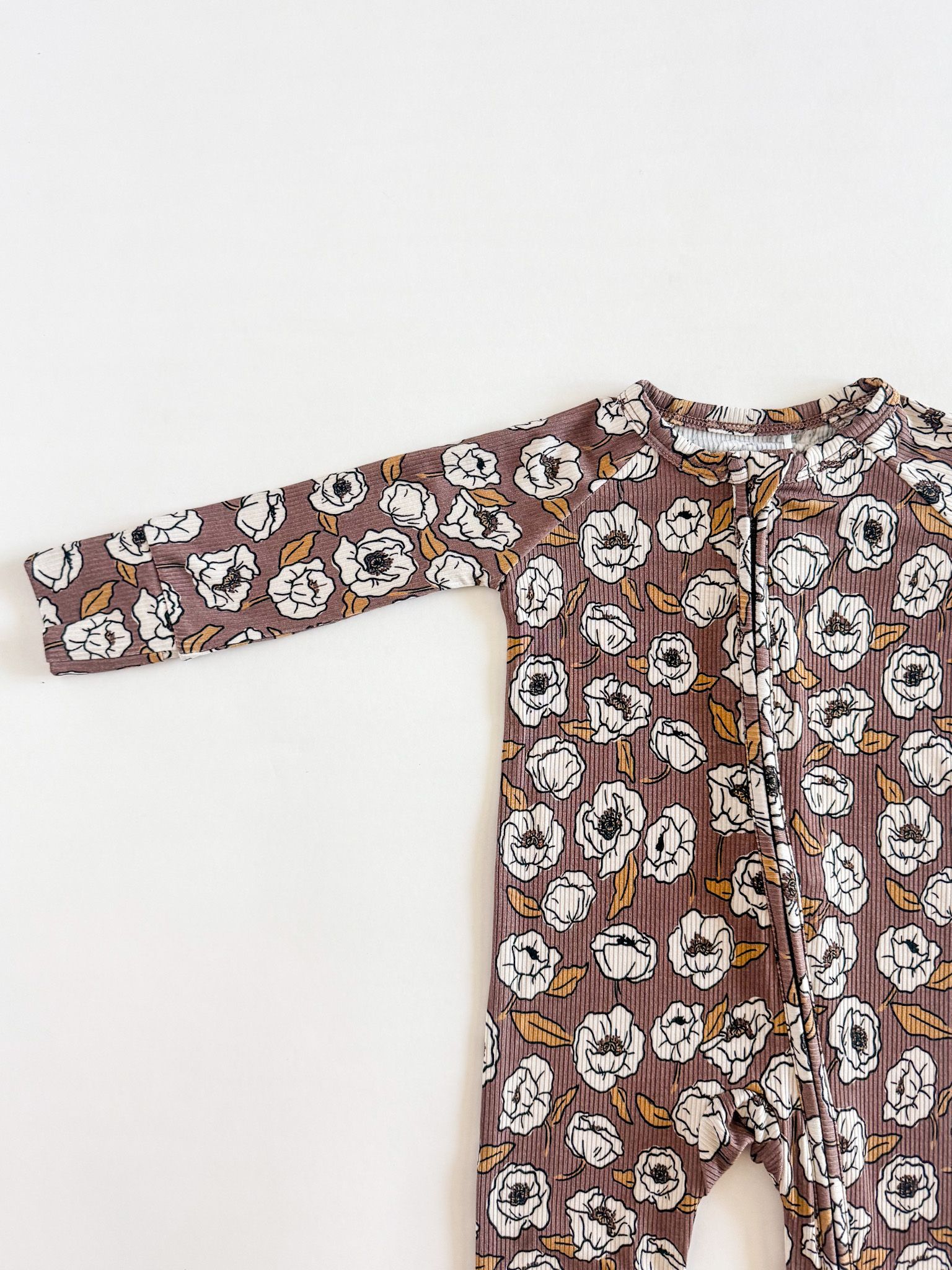 Gwen Floral Ribbed Bamboo Zippy Pajamas