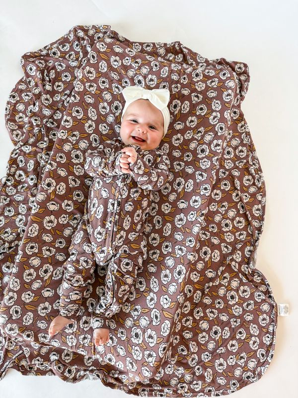 Gwen Floral Ribbed Bamboo Zippy Pajamas