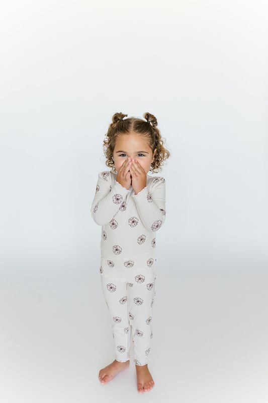 Mila Floral Ribbed Bamboo 2-Piece Pajamas