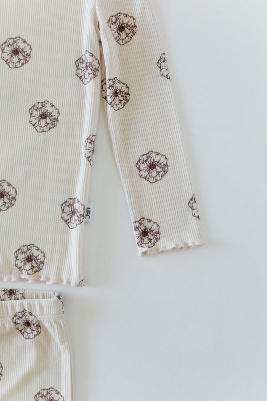 Mila Floral Ribbed Bamboo 2-Piece Pajamas