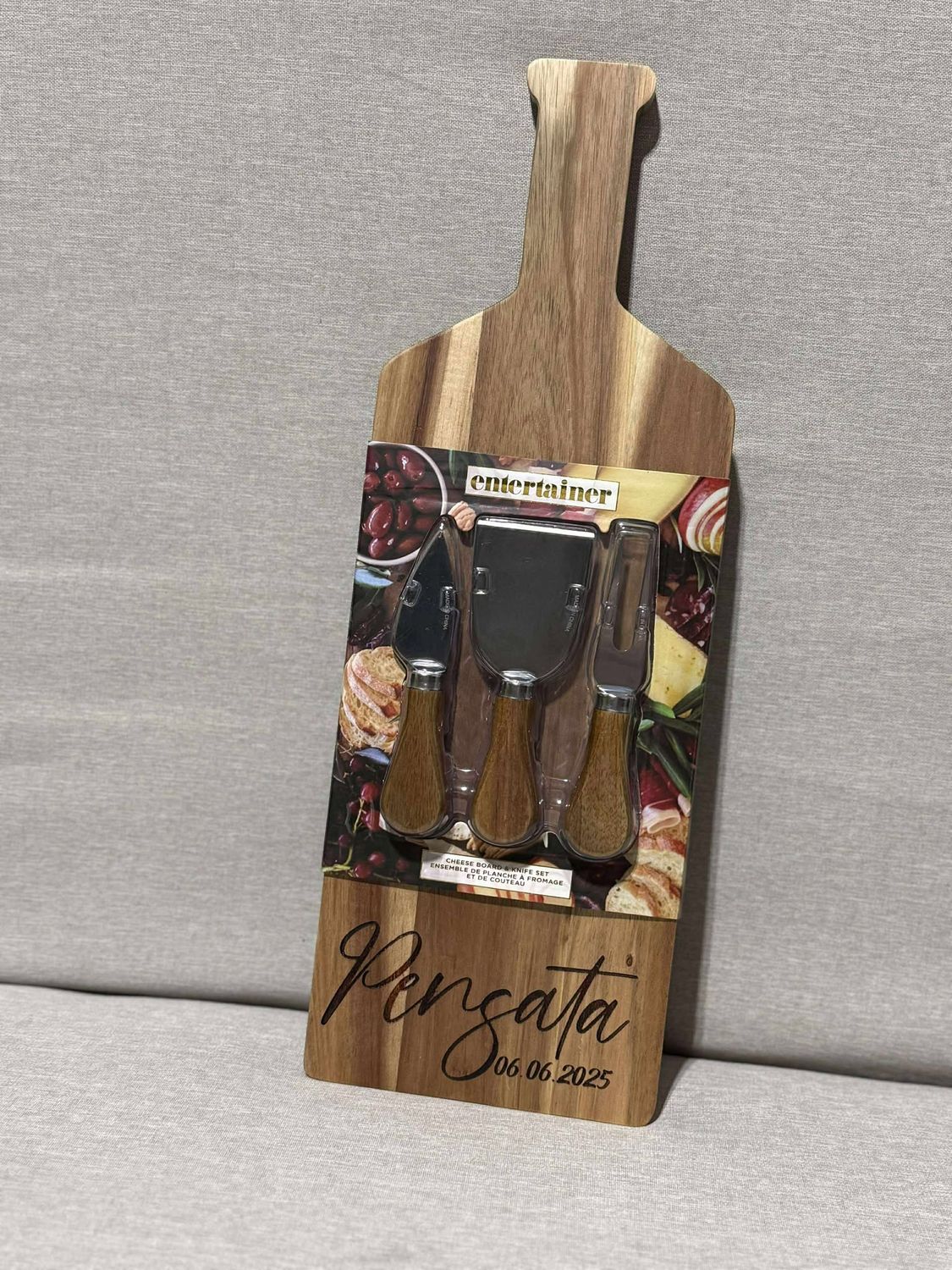 Engraved Cheese Board &amp; Knife Set