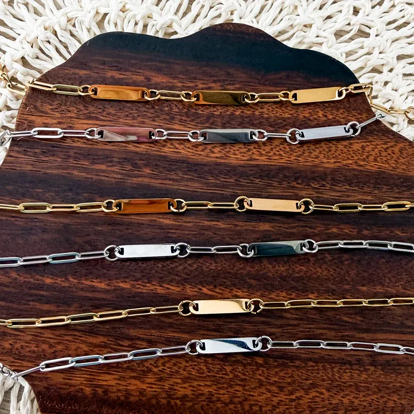 Small 3 Oval Bar Paperclip Bracelet