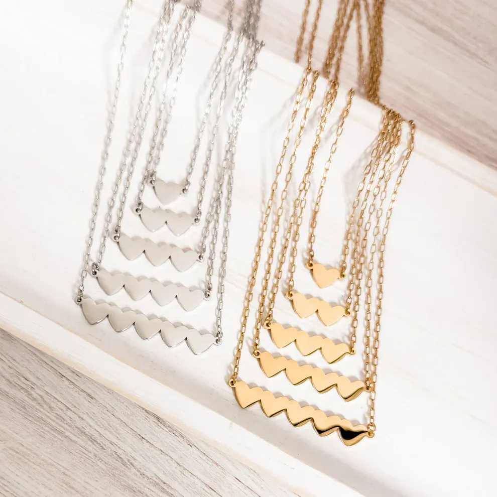 Link Heart Necklace (2 hearts only)