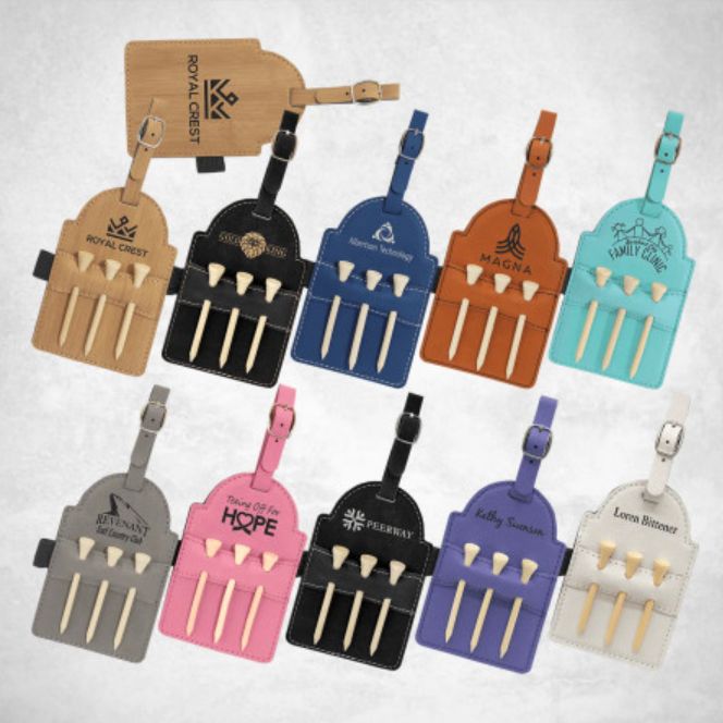 Leatherette Golf Bag Tags with Tees