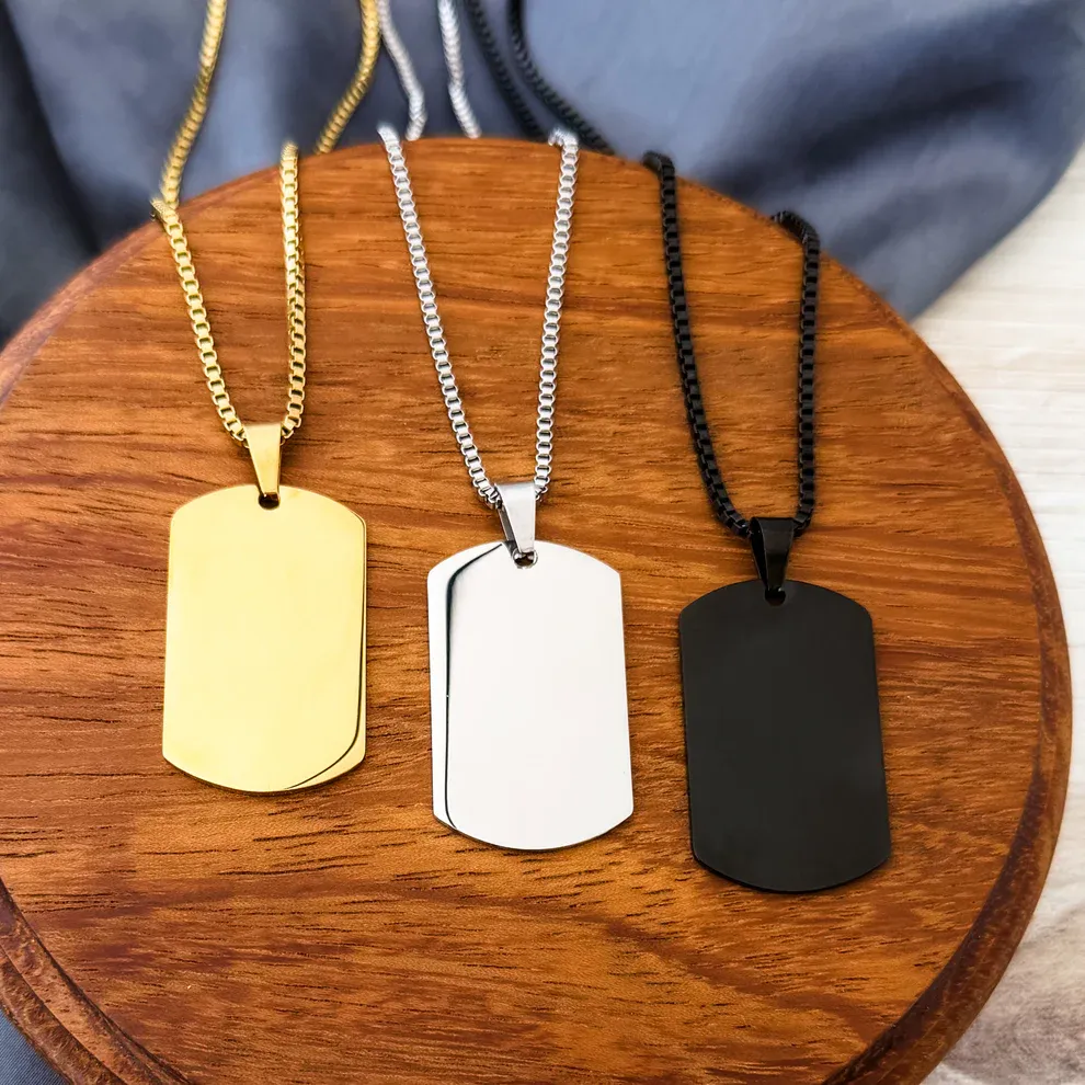 Dog Tag Box Chain Necklace