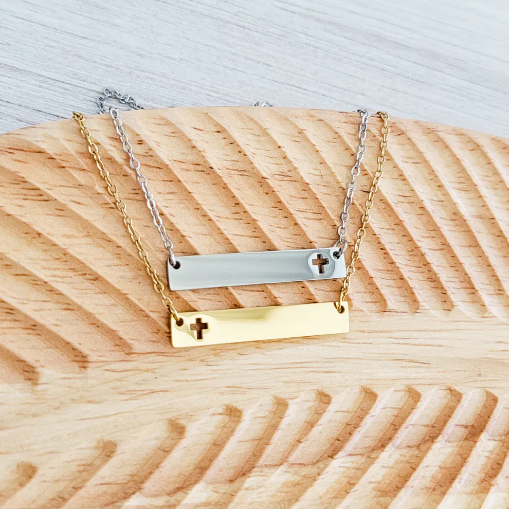 Cross Horizontal Bar Necklace