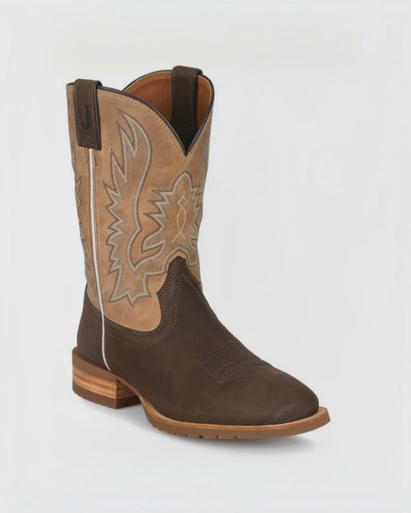 Justin Mens Rustle Grizzly Brown Cowhide 11 Inch Wide Square Toe Boot OL7335