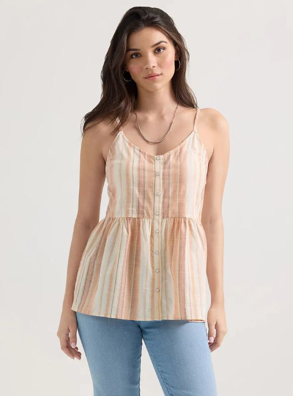 Wrangler Women&#39;s Punchy Top - Yellow &amp; Pink Tank 112361630