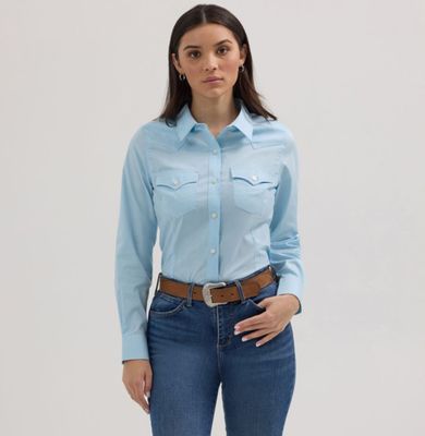 Wrangler Women's Cool Blue Long Sleeve Shirt 112358015