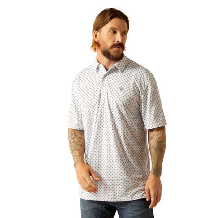 Ariat Men&#39;s All Over Print White Shirt 10055186