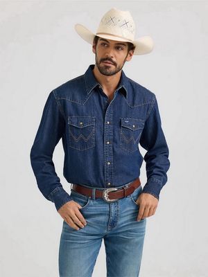 Wrangler® Mens Denim Long Sleeve Shirt 112361700
