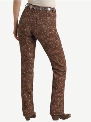 Rock &amp; Roll Denim Women's High Rise Horse Print Modest Bootcut Jeans BW1PD06332