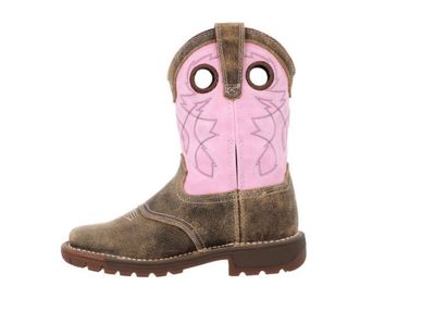 Rocky Children's Girls 8" Little Kids Legacy 32 Pink Square Toe Waterproof Western Boot RKW0408