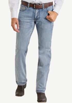 Rock &amp; Roll Denim Men's Light Wash Slim Fit Straight Boot Jeans BM1RD06703