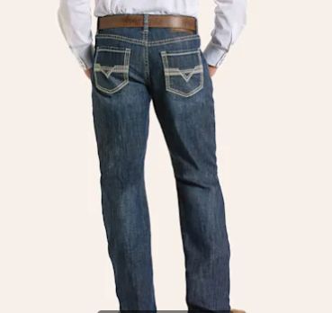 Rock &amp; Roll Denim Men's Dark Vintage Double Barrel Stackable Bootcut Jeans BMTBD06685