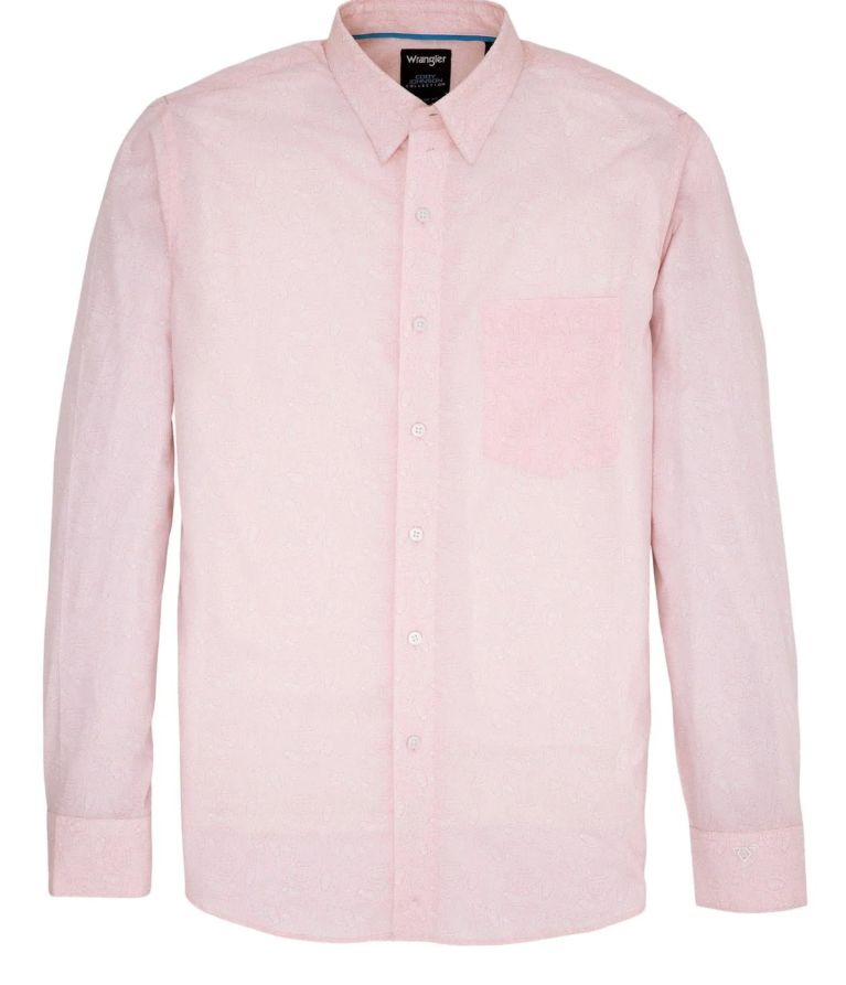 Wrangler Men&#39;s Cody Johnson LS Button Down Shirt - Pink 112359682