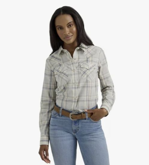Wrangler Men&#39;s Wo Essential Long Sleeve Plaid Western Snap Top 112360784