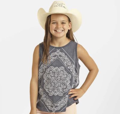 Rock &amp; Roll Denim Children's  Bandana Print Tank Top - Heather Blue BG20T04364