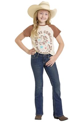 Rock &amp; Roll Denim Children's  Dark Vintage Star Embroidered Bootcut Jean BG4MD06417