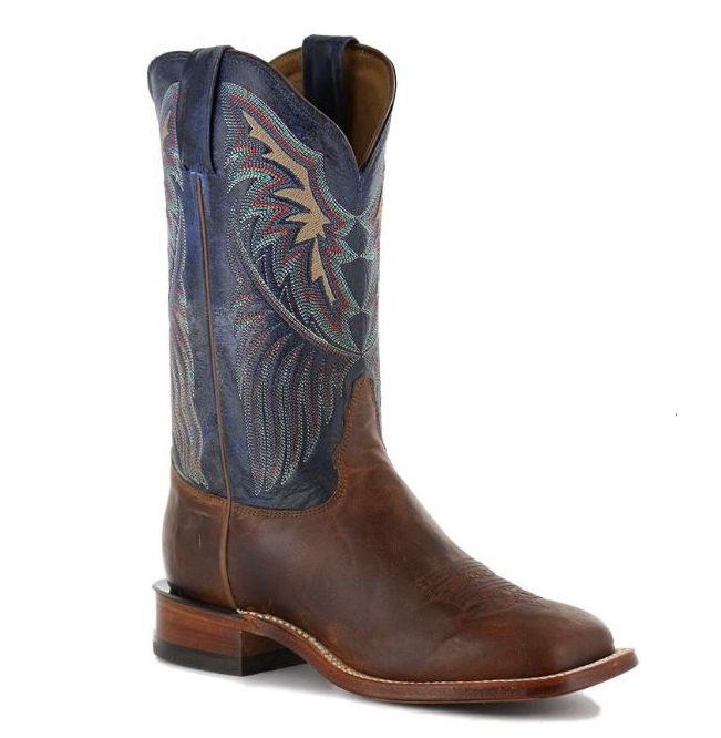 Tony Lama Women&#39;s Wo Dava Brown/Royal Blue Western Boot K4579L