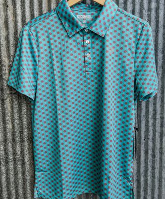 Rock &amp; Roll Denim Children's  Geo Print Turquoise Performance Polo BB51T06615