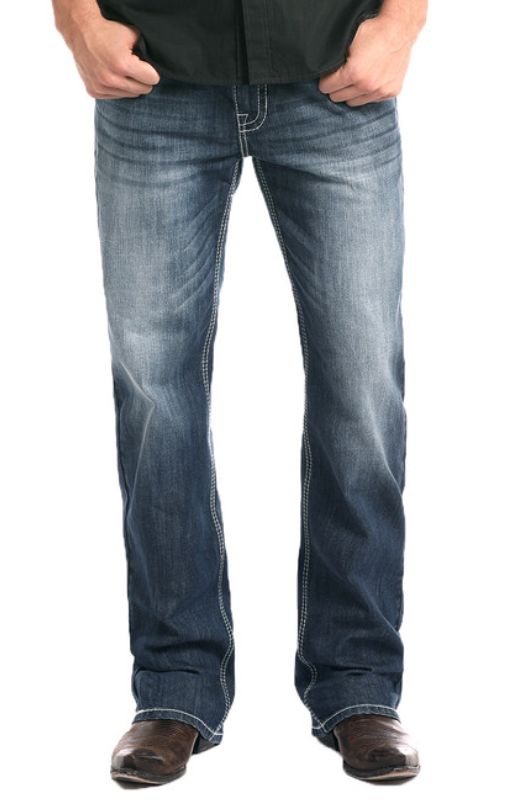 Rock &amp; Roll Denim Men's  Double Barrel Relaxed Straight Leg Jean - Medium Wash RMN2S06525