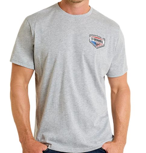 Rock &amp; Roll Denim Men&#39;s Unisex Americano Graphic Short Sleeve T-Shirt - Grey BU21T06787