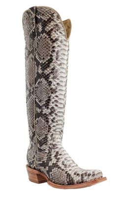 R. Watson Women's 7" Black and White Python Cowgirl Boots RWL7210-1