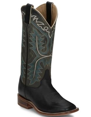 Justin Women's  Stella 13" Western Boot (Black/Blue Cowhide) CJ2620