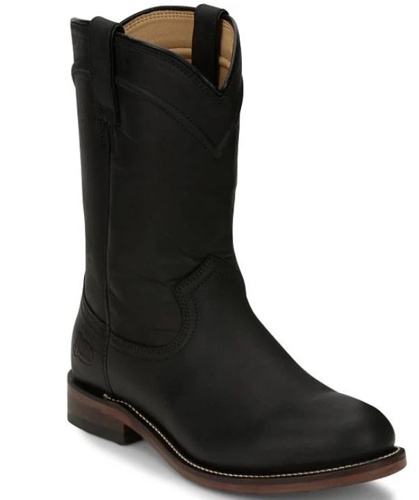 Justin Men&#39;s  Braswell 10&quot; Roper Black Western Boots (Classic Ropers) RP3740