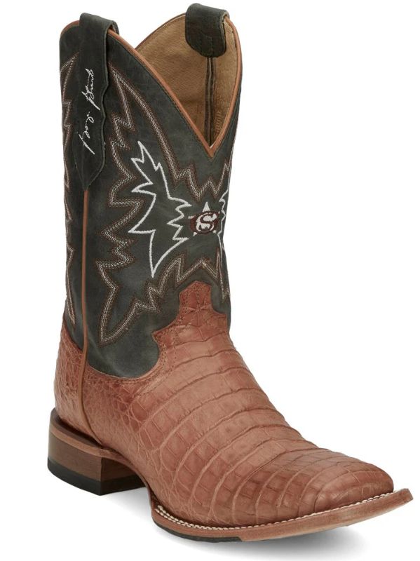 Justin Men&#39;s  Haggard Western Boot (Tan Caiman Belly) 5706