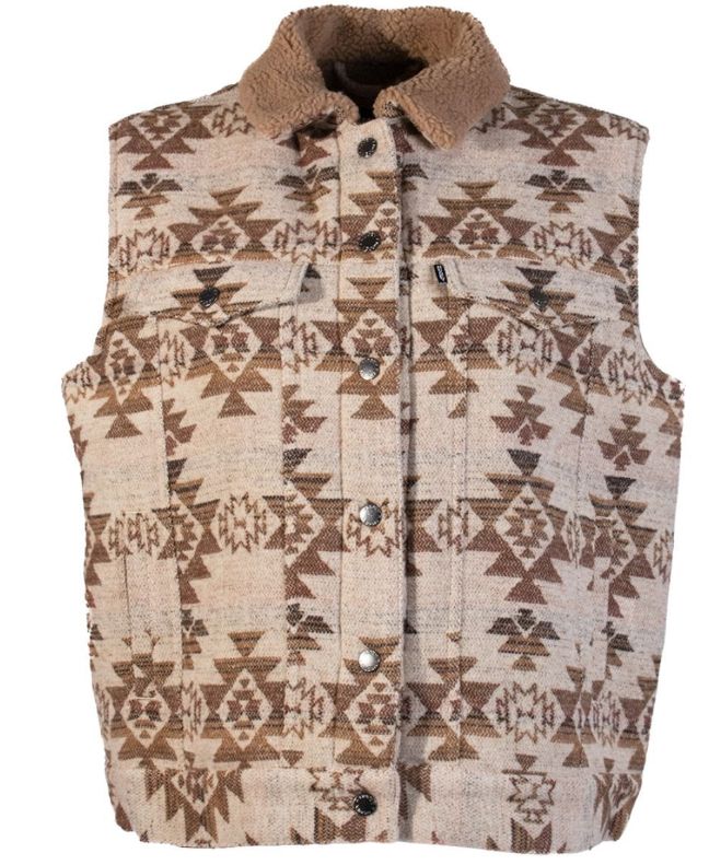 Hooey Women&#39;s  Cream &amp; Aztec Sherpa Lined Vest HV103CRTN