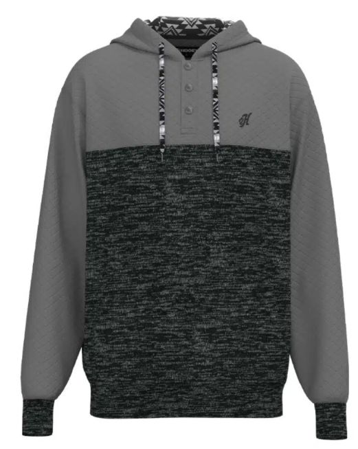 Hooey Men&#39;s  &quot;Jimmy&quot; Quilted Hoodie - Black/Grey HH1347BKGY