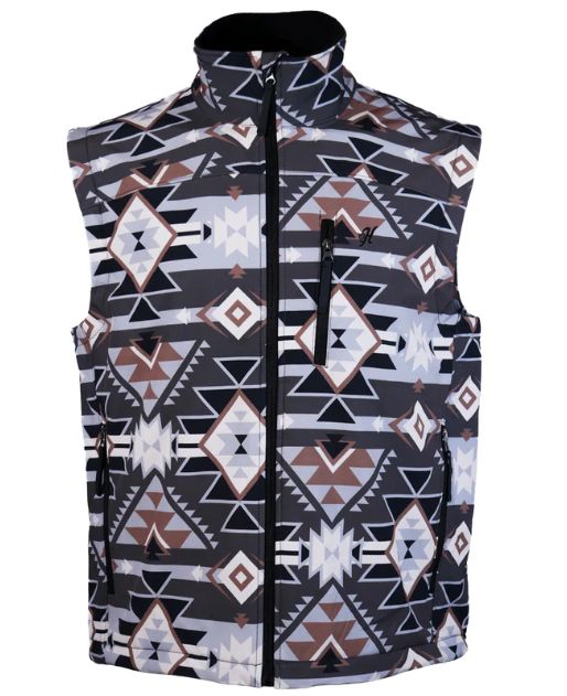 Hooey Men&#39;s Softshell Vest Aztec / Grey HV104AZ