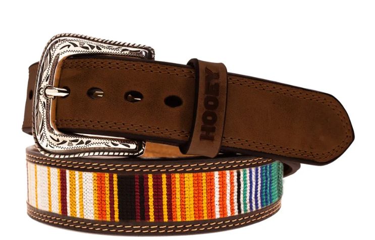 Hooey Men&#39;s  Tarlo Beaded Serape Leather Belt HMBLT058