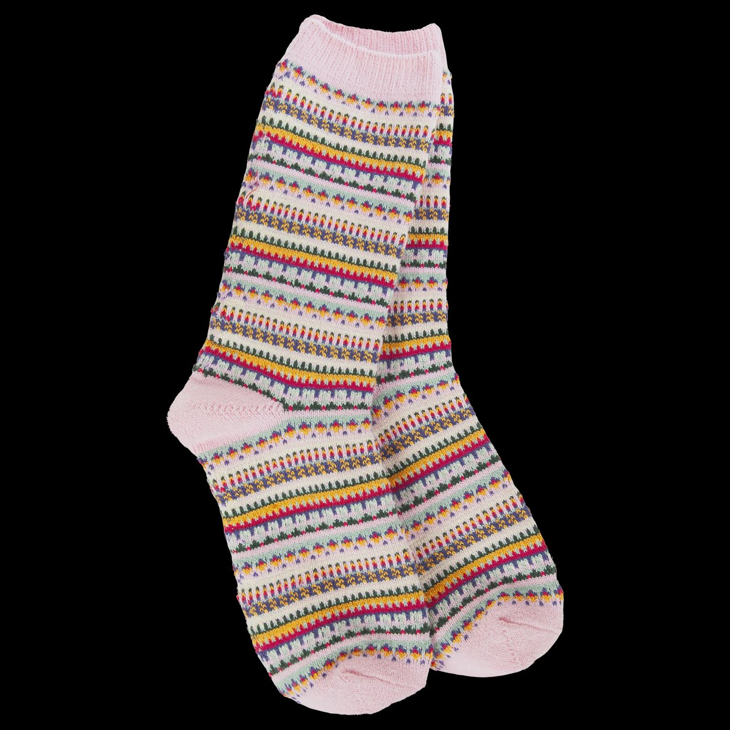 Worlds Softest Womens Boho Crew Multi Pink Stripe Socks 76414