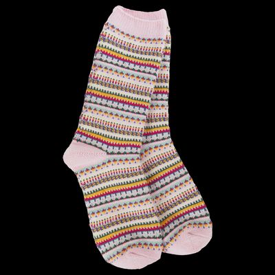 Worlds Softest Womens Boho Crew Multi Pink Stripe Socks 76414