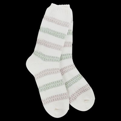 Worlds Softest Womens Ragg Links Crew  OS Meadow Stripe 76428