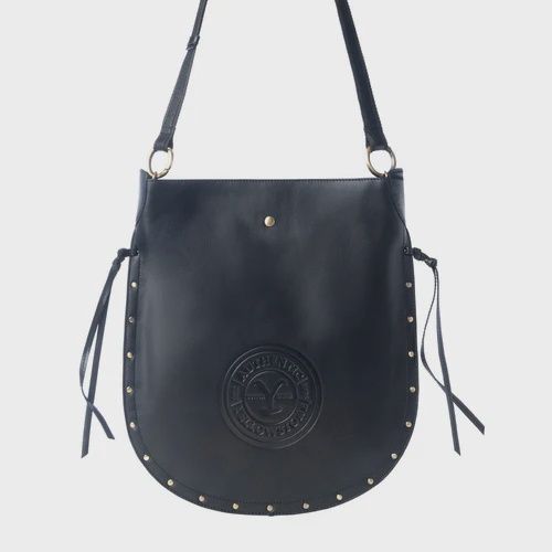 Myra Womens Yellowstone Ash Frontier Studded Black Leather Bag S13323