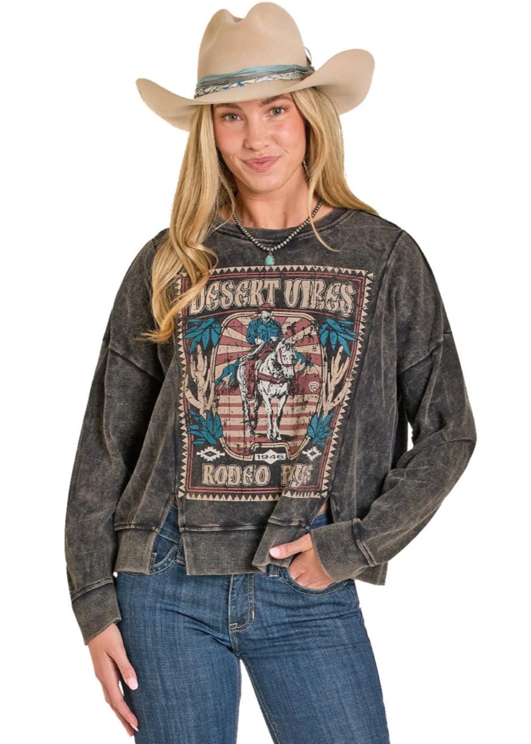 Rock And Roll Womens Graphic Pullover Desert Vibes BW91T07972