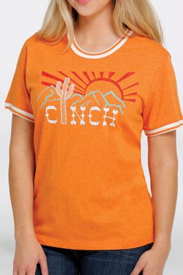 Cinch Ladies Short Sleeve Tee Shirt Orange MSK7890003