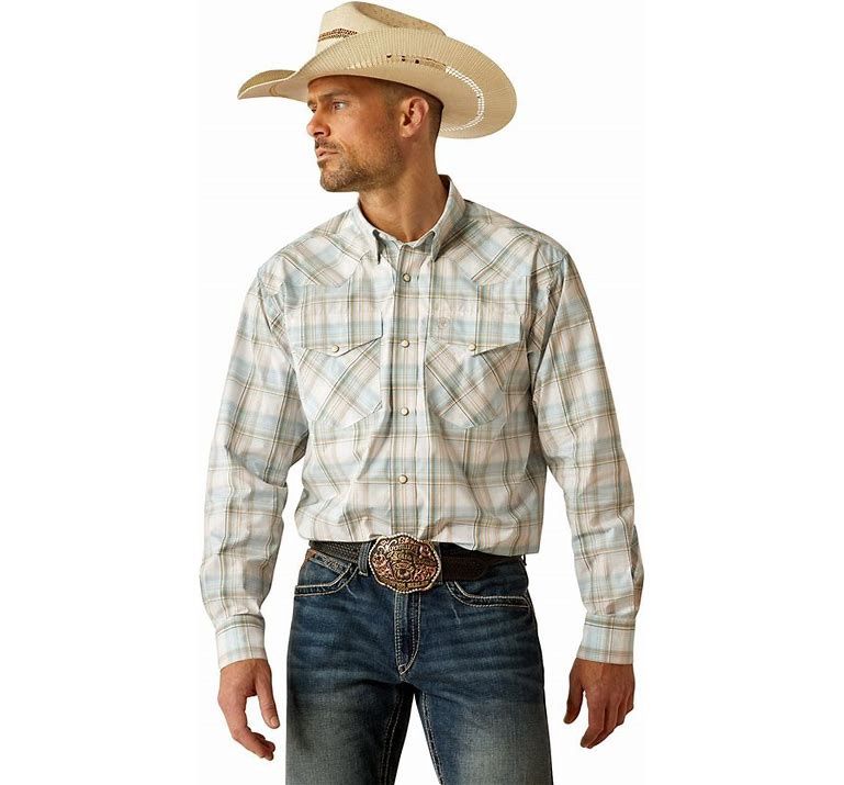 Ariat Mens Pro Series Turquoise Snap Long Sleeve Shirt 10054654