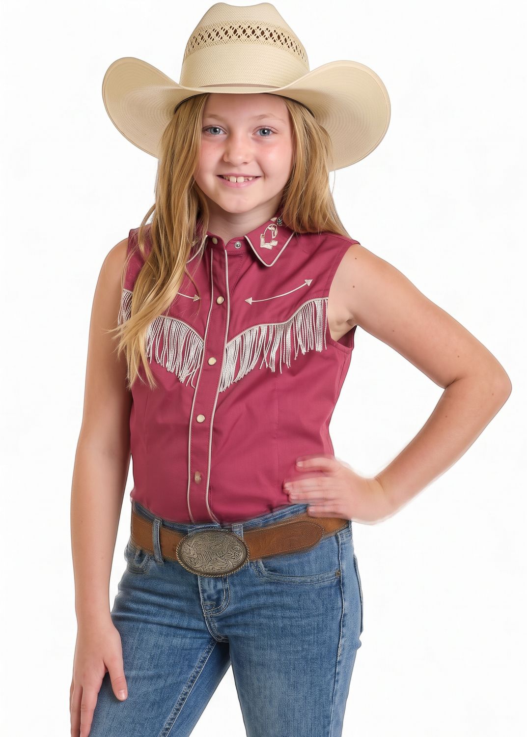 Rock&amp;Roll Denim Girl's Embroidered Retro Shirt-BGN0S06682