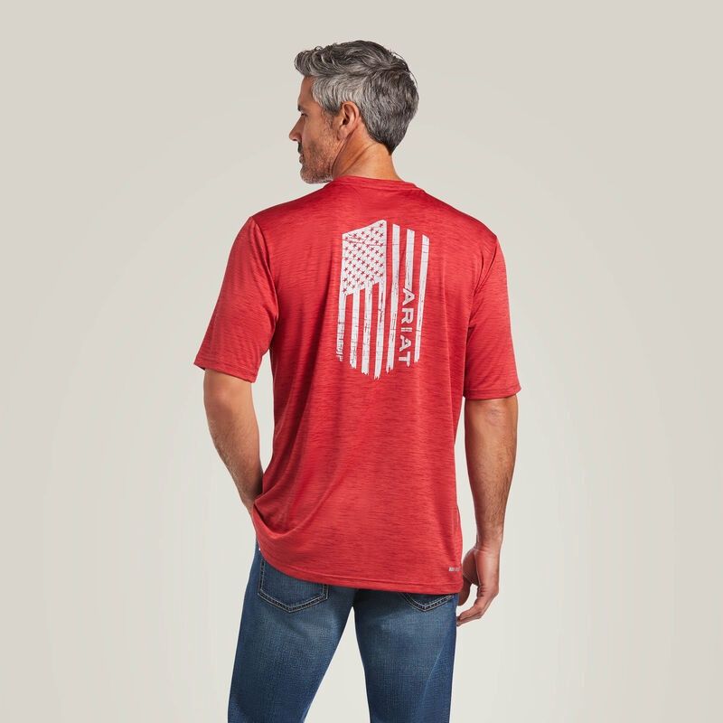 Ariat Men's Charger Vertical Flag Tee performance 10039552 - Red